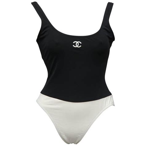 chanel bathing suit black and white|chanel black and white swimsuit.